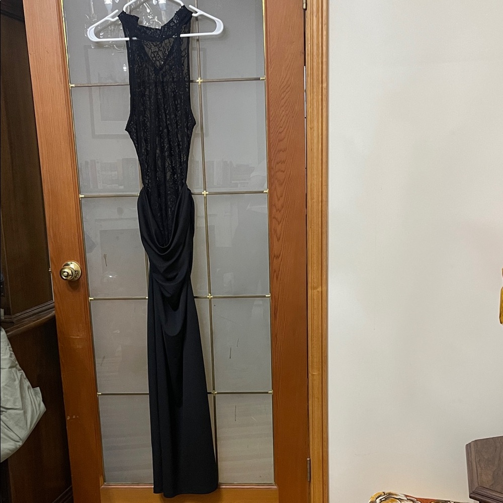 Zara Black Lace Backless Evening Dress